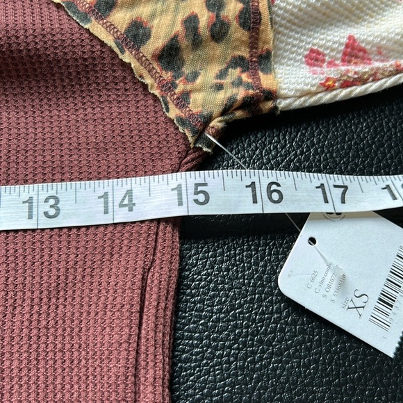 FREE PEOPLE Bright Side Thermal Patchwork Pullover In Vino Sz XS NEW - Picture 8 of 9